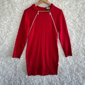 Numoco Red Long Sleeve Mini Dress Peter‎ Pan Collar Zip Detail NEW *No Size Tag*
